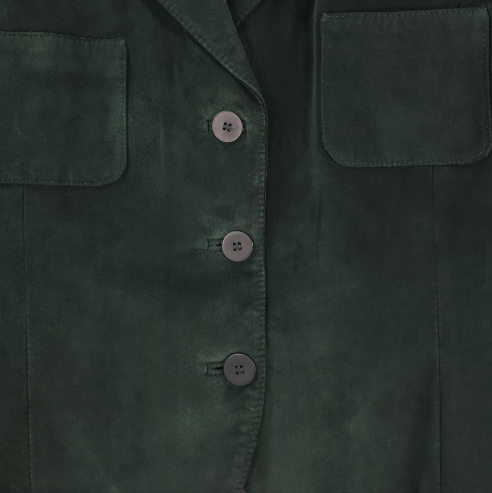 DANIER Green Suede Leather Blazer Jacket - Soft as Butter - Size L Quiet Lux - Picture 6 of 9